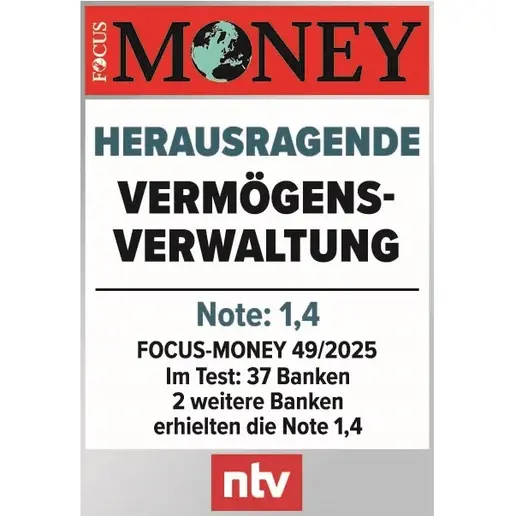 ntv-focus Money Siegel mit der Note 1,4