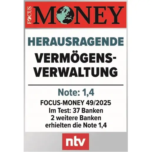 ntv-focus Money Siegel mit der Note 1,4